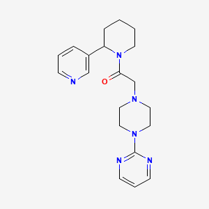molecular formula C20H26N6O B5652925 2-(4-{2-oxo-2-[2-(3-pyridinyl)-1-piperidinyl]ethyl}-1-piperazinyl)pyrimidine 