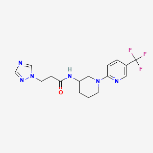 molecular formula C16H19F3N6O B5652959 3-(1H-1,2,4-triazol-1-yl)-N-{1-[5-(trifluoromethyl)-2-pyridinyl]-3-piperidinyl}propanamide 
