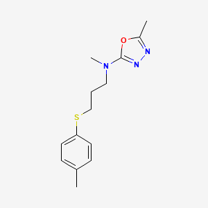 molecular formula C14H19N3OS B5652975 N,5-dimethyl-N-{3-[(4-methylphenyl)thio]propyl}-1,3,4-oxadiazol-2-amine 