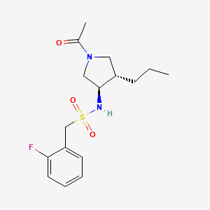 molecular formula C16H23FN2O3S B5652994 N-[(3R*,4S*)-1-acetyl-4-propyl-3-pyrrolidinyl]-1-(2-fluorophenyl)methanesulfonamide 