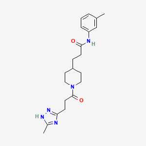 N-(3-methylphenyl)-3-{1-[3-(5-methyl-1H-1,2,4-triazol-3-yl)propanoyl]piperidin-4-yl}propanamide