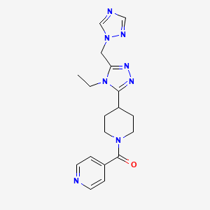 molecular formula C18H22N8O B5653016 4-({4-[4-ethyl-5-(1H-1,2,4-triazol-1-ylmethyl)-4H-1,2,4-triazol-3-yl]piperidin-1-yl}carbonyl)pyridine 