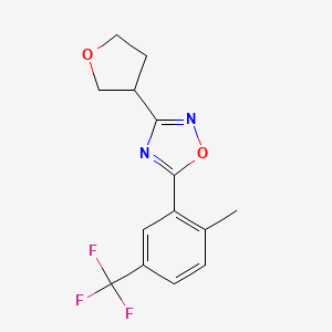 molecular formula C14H13F3N2O2 B5653118 5-[2-methyl-5-(trifluoromethyl)phenyl]-3-(tetrahydrofuran-3-yl)-1,2,4-oxadiazole 