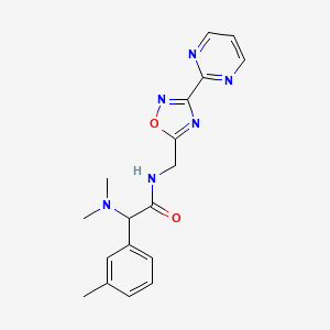 molecular formula C18H20N6O2 B5653125 2-(dimethylamino)-2-(3-methylphenyl)-N-{[3-(2-pyrimidinyl)-1,2,4-oxadiazol-5-yl]methyl}acetamide 