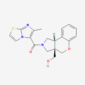 molecular formula C19H19N3O3S B5653150 [(3aS*,9bS*)-2-[(6-methylimidazo[2,1-b][1,3]thiazol-5-yl)carbonyl]-1,2,3,9b-tetrahydrochromeno[3,4-c]pyrrol-3a(4H)-yl]methanol 