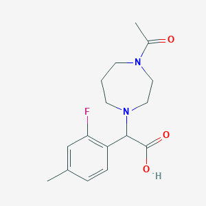 molecular formula C16H21FN2O3 B5653155 (4-acetyl-1,4-diazepan-1-yl)(2-fluoro-4-methylphenyl)acetic acid 