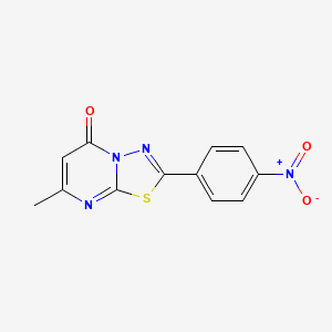 molecular formula C12H8N4O3S B5653213 7-methyl-2-(4-nitrophenyl)-5H-[1,3,4]thiadiazolo[3,2-a]pyrimidin-5-one 