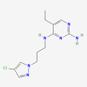 molecular formula C12H17ClN6 B5653239 N~4~-[3-(4-chloro-1H-pyrazol-1-yl)propyl]-5-ethylpyrimidine-2,4-diamine 