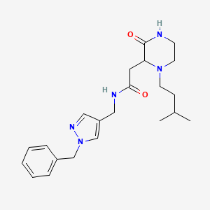N-[(1-benzyl-1H-pyrazol-4-yl)methyl]-2-[1-(3-methylbutyl)-3-oxo-2-piperazinyl]acetamide