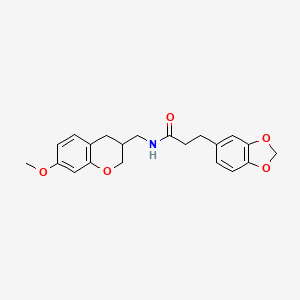 molecular formula C21H23NO5 B5653352 3-(1,3-benzodioxol-5-yl)-N-[(7-methoxy-3,4-dihydro-2H-chromen-3-yl)methyl]propanamide 