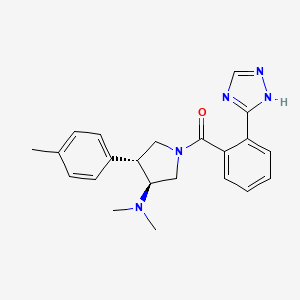 molecular formula C22H25N5O B5653381 (3S*,4R*)-N,N-dimethyl-4-(4-methylphenyl)-1-[2-(1H-1,2,4-triazol-3-yl)benzoyl]pyrrolidin-3-amine 