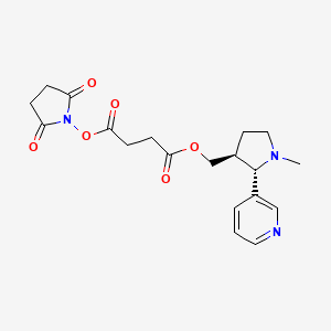 molecular formula C19H23N3O6 B565339 rac-trans 3'-Hydroxymethylnicotine Hemisuccinate N-Hydroxysuccinimide Ester CAS No. 1207282-60-7