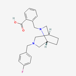 molecular formula C22H25FN2O2 B5653417 2-{[(1S*,5R*)-3-(4-fluorobenzyl)-3,6-diazabicyclo[3.2.2]non-6-yl]methyl}benzoic acid 