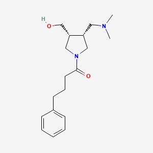 molecular formula C18H28N2O2 B5653427 [(3R*,4R*)-4-[(dimethylamino)methyl]-1-(4-phenylbutanoyl)-3-pyrrolidinyl]methanol 