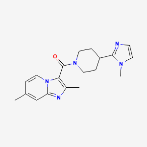 molecular formula C19H23N5O B5653467 2,7-dimethyl-3-{[4-(1-methyl-1H-imidazol-2-yl)-1-piperidinyl]carbonyl}imidazo[1,2-a]pyridine 