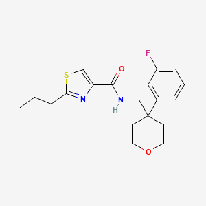 molecular formula C19H23FN2O2S B5653541 N-{[4-(3-fluorophenyl)tetrahydro-2H-pyran-4-yl]methyl}-2-propyl-1,3-thiazole-4-carboxamide 