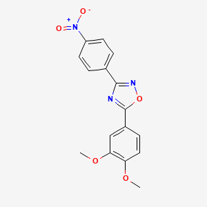 molecular formula C16H13N3O5 B5653554 5-(3,4-dimethoxyphenyl)-3-(4-nitrophenyl)-1,2,4-oxadiazole 