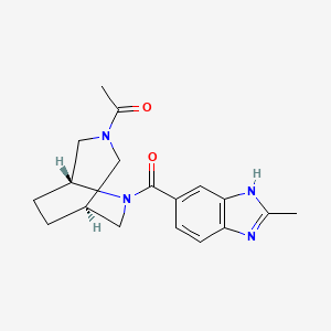 molecular formula C18H22N4O2 B5653582 5-{[(1S*,5R*)-3-acetyl-3,6-diazabicyclo[3.2.2]non-6-yl]carbonyl}-2-methyl-1H-benzimidazole 
