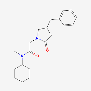molecular formula C20H28N2O2 B5653593 2-(4-benzyl-2-oxopyrrolidin-1-yl)-N-cyclohexyl-N-methylacetamide 