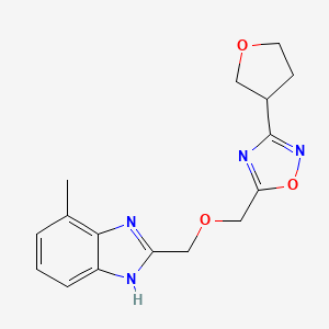 molecular formula C16H18N4O3 B5653596 4-methyl-2-({[3-(tetrahydrofuran-3-yl)-1,2,4-oxadiazol-5-yl]methoxy}methyl)-1H-benzimidazole 