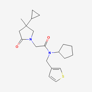 molecular formula C20H28N2O2S B5653645 N-cyclopentyl-2-(4-cyclopropyl-4-methyl-2-oxopyrrolidin-1-yl)-N-(3-thienylmethyl)acetamide 