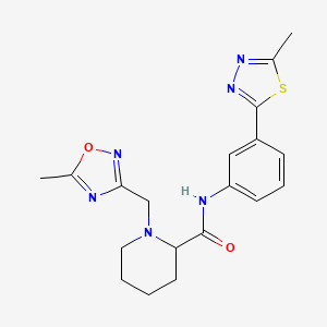 molecular formula C19H22N6O2S B5653653 1-[(5-methyl-1,2,4-oxadiazol-3-yl)methyl]-N-[3-(5-methyl-1,3,4-thiadiazol-2-yl)phenyl]piperidine-2-carboxamide 