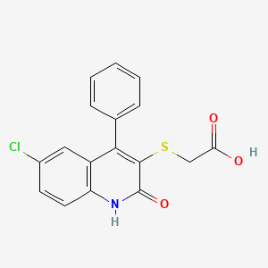molecular formula C17H12ClNO3S B5653654 [(6-chloro-2-oxo-4-phenyl-1,2-dihydro-3-quinolinyl)thio]acetic acid 