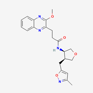 molecular formula C21H24N4O4 B5653660 3-(3-methoxyquinoxalin-2-yl)-N-{(3R*,4S*)-4-[(3-methylisoxazol-5-yl)methyl]tetrahydrofuran-3-yl}propanamide 