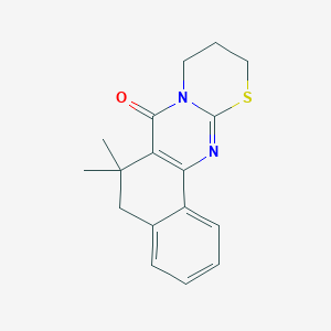 molecular formula C17H18N2OS B5653702 6,6-dimethyl-5,6,10,11-tetrahydro-7H,9H-benzo[h][1,3]thiazino[2,3-b]quinazolin-7-one 