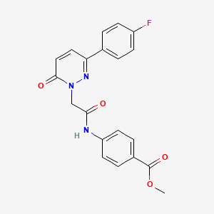 molecular formula C20H16FN3O4 B5653781 methyl 4-({[3-(4-fluorophenyl)-6-oxo-1(6H)-pyridazinyl]acetyl}amino)benzoate 