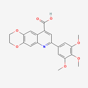molecular formula C21H19NO7 B5653828 7-(3,4,5-trimethoxyphenyl)-2,3-dihydro[1,4]dioxino[2,3-g]quinoline-9-carboxylic acid 
