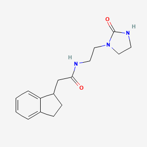 molecular formula C16H21N3O2 B5653838 2-(2,3-dihydro-1H-inden-1-yl)-N-[2-(2-oxo-1-imidazolidinyl)ethyl]acetamide 