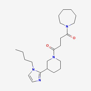 molecular formula C22H36N4O2 B5653867 1-{4-[3-(1-butyl-1H-imidazol-2-yl)piperidin-1-yl]-4-oxobutanoyl}azepane 