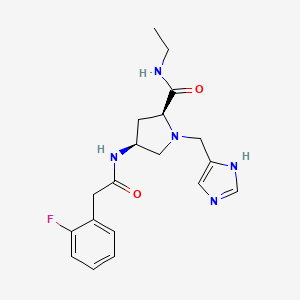 molecular formula C19H24FN5O2 B5653868 (4S)-N-ethyl-4-{[(2-fluorophenyl)acetyl]amino}-1-(1H-imidazol-4-ylmethyl)-L-prolinamide 