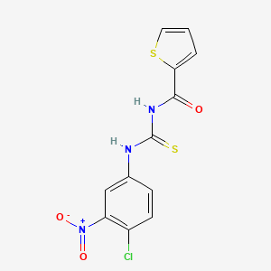 molecular formula C12H8ClN3O3S2 B5653963 N-{[(4-chloro-3-nitrophenyl)amino]carbonothioyl}-2-thiophenecarboxamide 