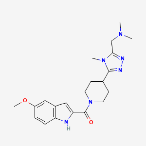 molecular formula C21H28N6O2 B5654011 1-(5-{1-[(5-methoxy-1H-indol-2-yl)carbonyl]piperidin-4-yl}-4-methyl-4H-1,2,4-triazol-3-yl)-N,N-dimethylmethanamine 