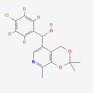 molecular formula C17H18ClNO3 B565408 (+/-)-4-Chlorophenyl-5-[(3,4-isopropylidine)-2-methylpyridine]methanol-d4 CAS No. 1216968-24-9