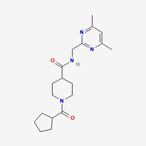 molecular formula C19H28N4O2 B5654141 1-(cyclopentylcarbonyl)-N-[(4,6-dimethyl-2-pyrimidinyl)methyl]-4-piperidinecarboxamide 