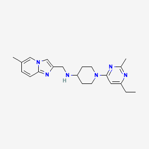 molecular formula C21H28N6 B5654198 1-(6-ethyl-2-methylpyrimidin-4-yl)-N-[(6-methylimidazo[1,2-a]pyridin-2-yl)methyl]piperidin-4-amine 
