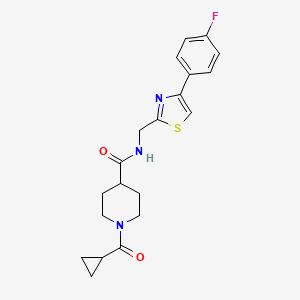 molecular formula C20H22FN3O2S B5654239 1-(cyclopropylcarbonyl)-N-{[4-(4-fluorophenyl)-1,3-thiazol-2-yl]methyl}-4-piperidinecarboxamide 