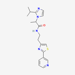 molecular formula C19H23N5OS B5654253 2-(2-isopropyl-1H-imidazol-1-yl)-N-{2-[2-(3-pyridinyl)-1,3-thiazol-4-yl]ethyl}propanamide 