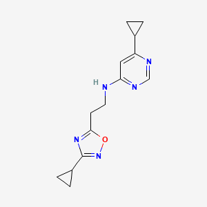molecular formula C14H17N5O B5654260 6-cyclopropyl-N-[2-(3-cyclopropyl-1,2,4-oxadiazol-5-yl)ethyl]pyrimidin-4-amine 