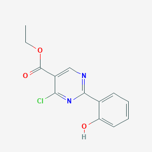 molecular formula C13H11ClN2O3 B5654277 ethyl 4-chloro-2-(2-hydroxyphenyl)-5-pyrimidinecarboxylate 