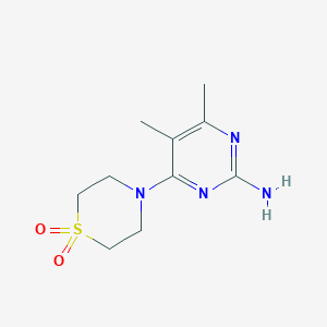 molecular formula C10H16N4O2S B5654321 4-(1,1-dioxidothiomorpholin-4-yl)-5,6-dimethylpyrimidin-2-amine 
