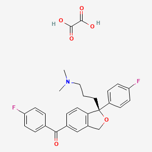 molecular formula C28H27F2NO6 B565436 (S)-Citalopram Fluorophenylmethanone Oxalate Impurity CAS No. 1217846-85-9