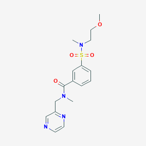molecular formula C17H22N4O4S B5654386 3-{[(2-methoxyethyl)(methyl)amino]sulfonyl}-N-methyl-N-(pyrazin-2-ylmethyl)benzamide 