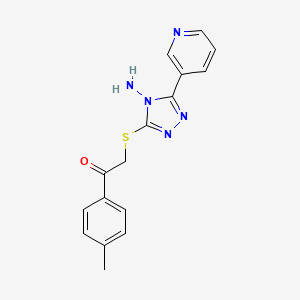 molecular formula C16H15N5OS B5654408 2-{[4-amino-5-(3-pyridinyl)-4H-1,2,4-triazol-3-yl]thio}-1-(4-methylphenyl)ethanone 