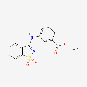 molecular formula C16H14N2O4S B5654420 ethyl 3-[(1,1-dioxido-1,2-benzisothiazol-3-yl)amino]benzoate 