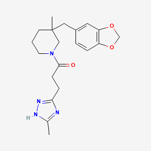 molecular formula C20H26N4O3 B5654421 3-(1,3-benzodioxol-5-ylmethyl)-3-methyl-1-[3-(5-methyl-1H-1,2,4-triazol-3-yl)propanoyl]piperidine 