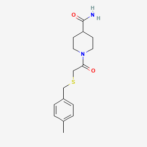 molecular formula C16H22N2O2S B5654457 1-{[(4-methylbenzyl)thio]acetyl}-4-piperidinecarboxamide 